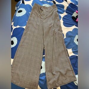 Wide leg plaid trousers